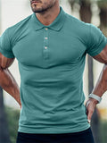Trendy Men's Skinny Pure Color Polo T-shirts