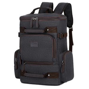 Mens Vintage Solid Color Brief Canvas Storage Backpack