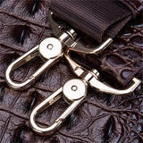 Men's Crocodile Pattern Design Leather Business Double Zipper Laptop Bag Crossbody Bag