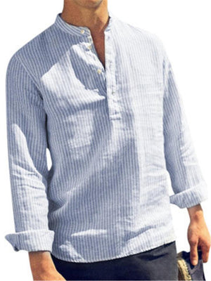 Stripe Long Sleeve Men's Popover Shirt