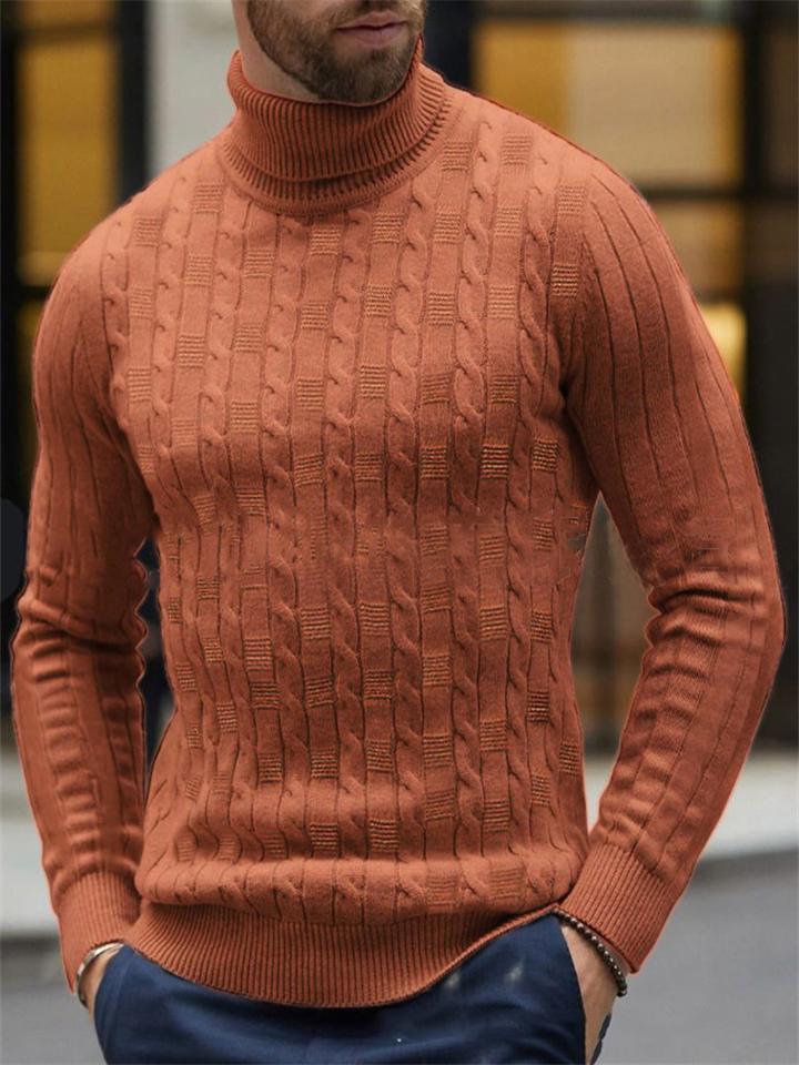 Men's Knitted Twist Turtleneck Simple Fashion Pullover Sweater