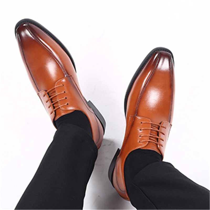 Pointed Toe Business Lace-Up PU Leather Shoes