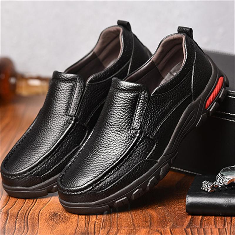 Men's Business Casual Lightweight Cozy Cowhide Slip-On Shoes