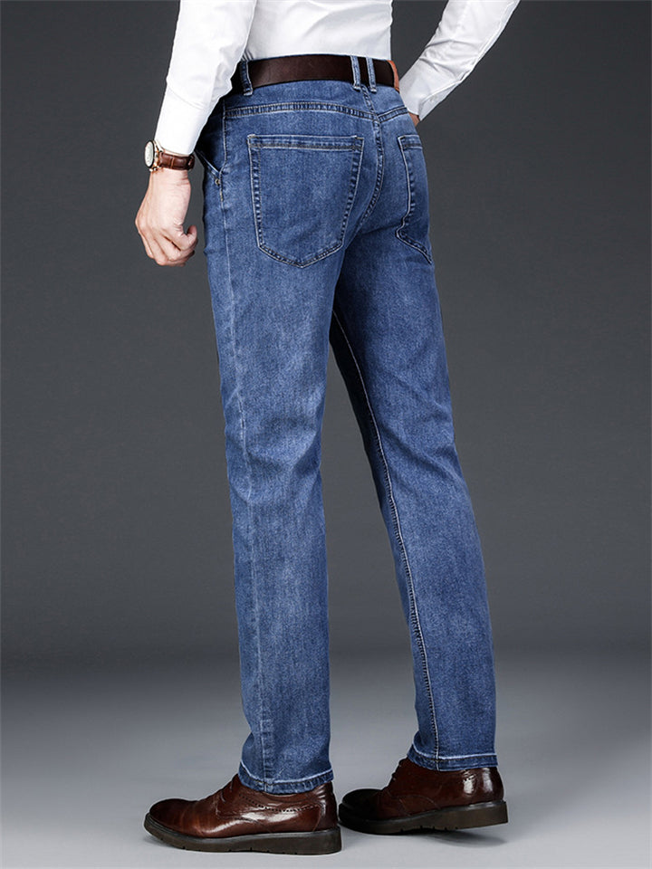 Thick Men's Breathable Business Plus Size Blue Jeans