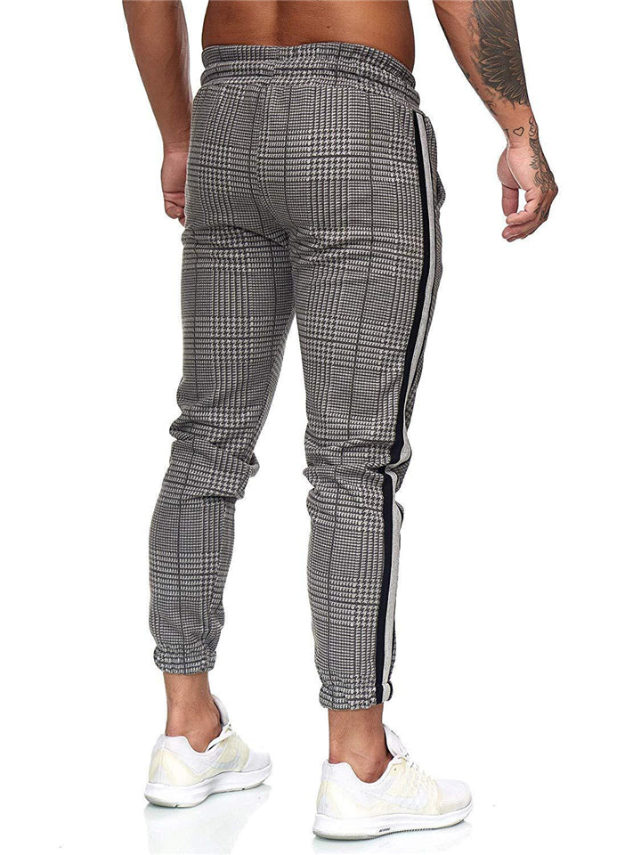 Men's Casual Plaid Drawstring Sweatpants Track Pants