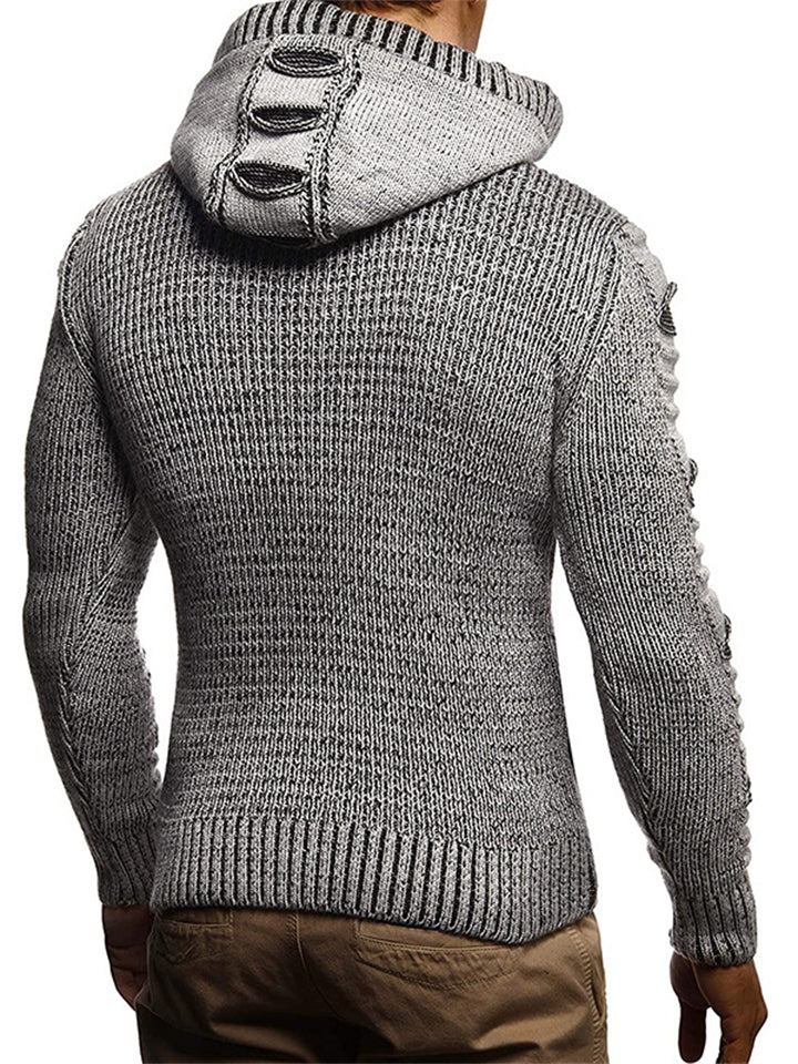 Stylish Casual Button Knitted Hooded Sweater