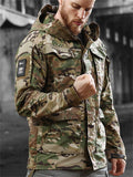 Convenient Front Zipper Outdoor Waterproof Camouflage Wear-Resistant Hooded Windbreaker