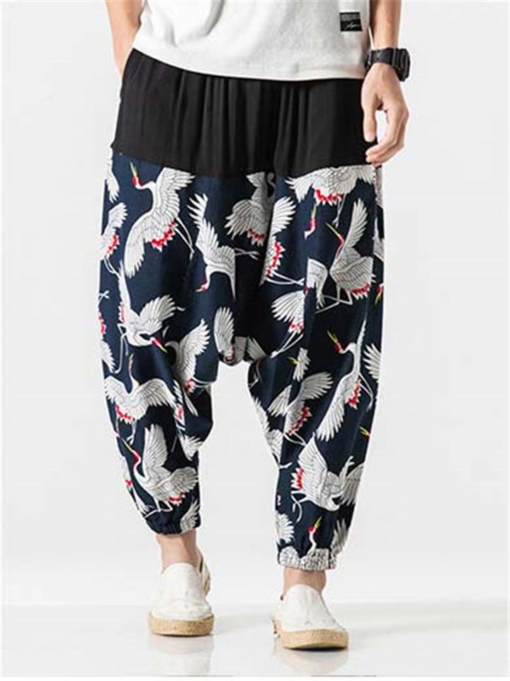 Classic Fashion Baggy Print Harem Cropped Trousers