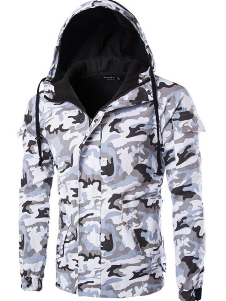Fashion Camouflage Hooded Long Sleeve Jacket Coat For Men