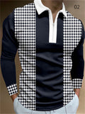 Modern Skinny Fit Long Sleeve Zipper Men's Polo Shirts