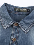 Faded Effect Classic Collar Chest Pocket Front Button Fastening Denim Shirt