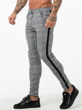 Men's Street Fashion Checkered High Elasticity Skinny Pants