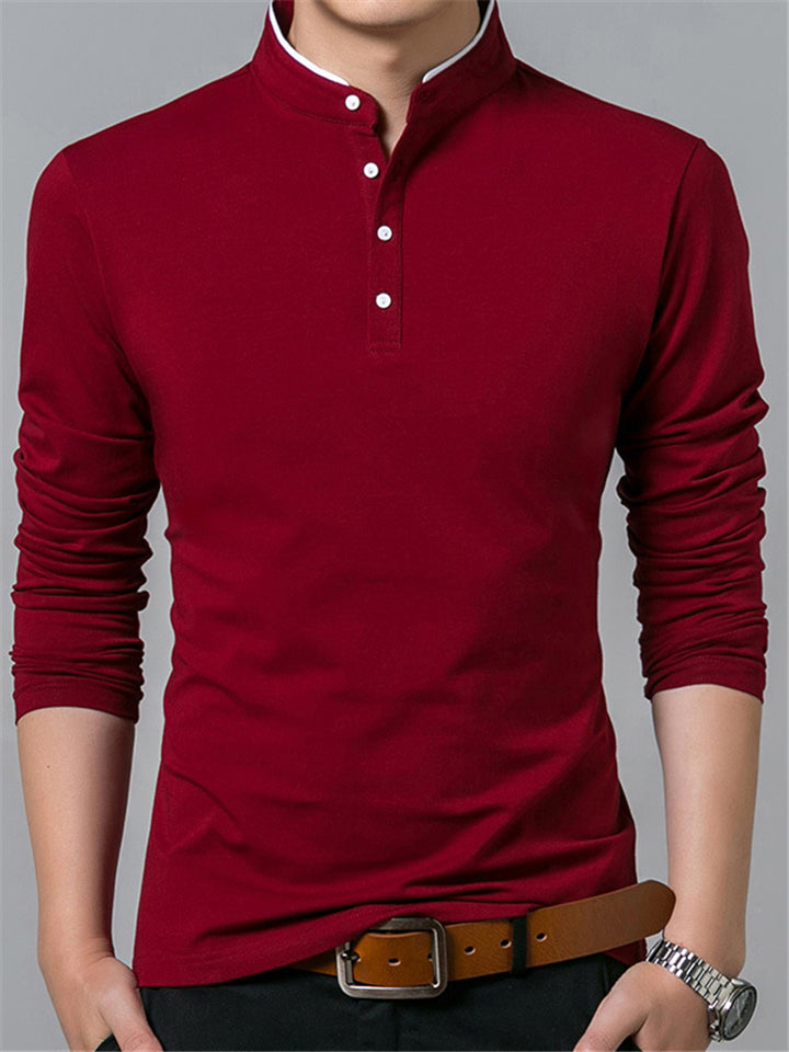 Business Slim Fit Contrast Color Casual Long Sleeve Shirts For Men
