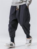 Men's Solid Color  Linen Cozy Casual  Ankle-Banded Pants