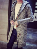 Men's Casual Horn Button Hooded Long Cardigan