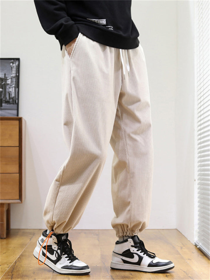 Winter Casual Extra Loose Wide Leg Thicken Men Sport Long Pants