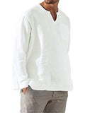 Stylish Comfort Relaxed V Neck Men's Linen Shirt