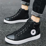Men's British Style Front Lace Up Round Toe High Top Shoes