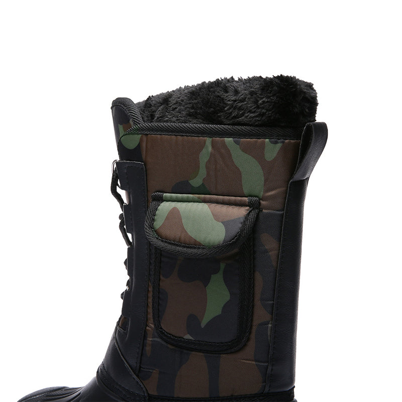 Mens Warm Lining Camo Outdoor Snow Boots