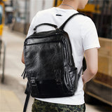 Men's Fashion Travel PU Waterproof Adjustable Shoulder Strap Backpack