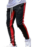Mens Casual Side Stripe Sporty Drawstring Joggers Track Pants