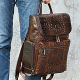 Men's Alligator Pattern Leather Hipster Backpacks