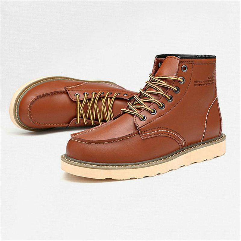 Trendy High-Cut Lace-Up Genuine Leather Fur Lining Boots