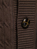 Mens Vintage Stripes Cardigan Sweater Twist Knitted Button Down Sweater