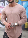 Mens Casual Daily Solid Color Long-Sleeve T-shirt Undershirt