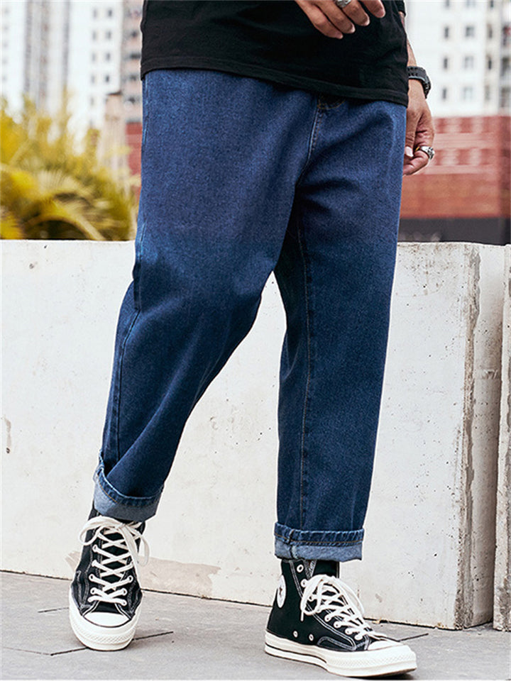 Men's Fashion Loose Straight-Leg Casual Harem Pants Denim Jeans