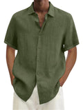Short Sleeve Linen Beach Shirts for Men