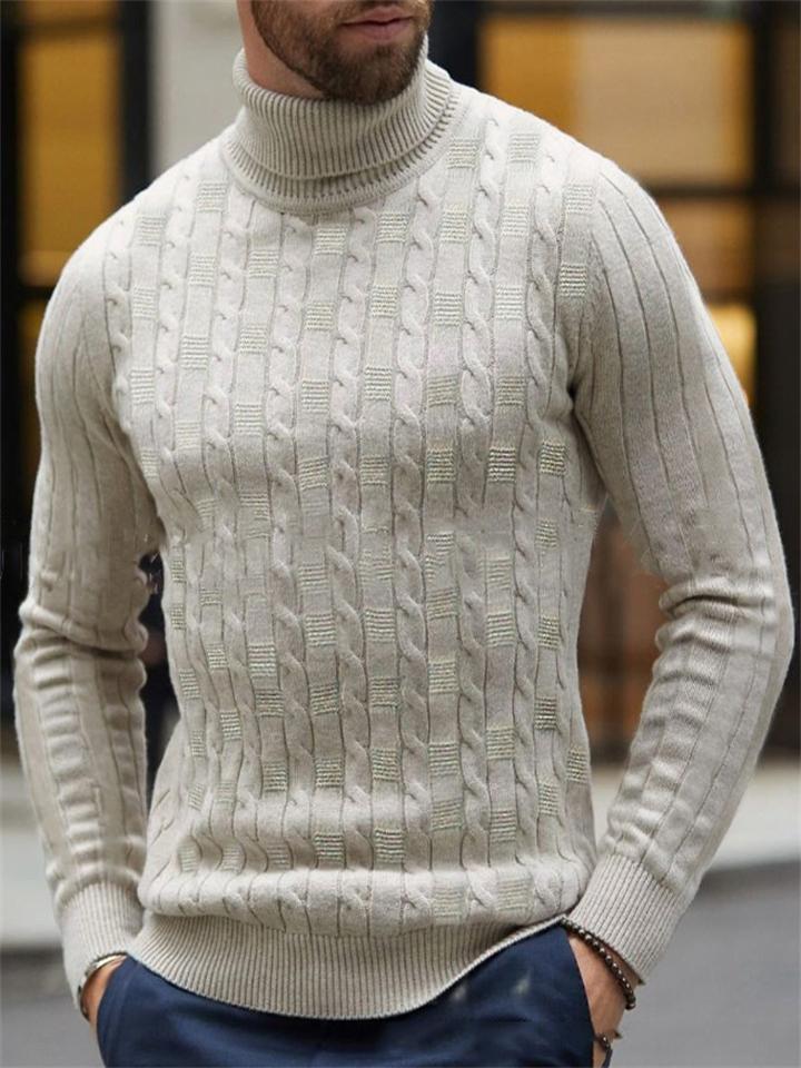 Men's Knitted Twist Turtleneck Simple Fashion Pullover Sweater