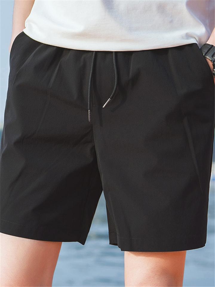 Elasticated Drawstring Waistband Side Slit Pocket Thigh-Length Track Shorts