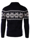 Mens Winter Christmas Snowflake Shawl Collar Sweater