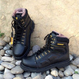 Anti-Smash High-Top Lace-Up Fastening Genuine Leather Safety Boots