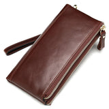 Men's Double Zipper Clutch Soft Leather Business Casual Wallet