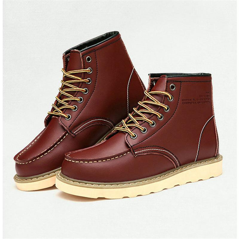 Trendy High-Cut Lace-Up Genuine Leather Fur Lining Boots