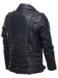 Men’s Zip Leather Moto Biker Jacket Coat