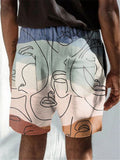 Mens Beach Vertical Print Summer Casual Shorts