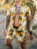 Men's Holiday Casual Fashion Hawaii Print Beach Sets