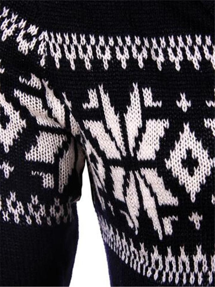 Mens Winter Christmas Snowflake Shawl Collar Sweater