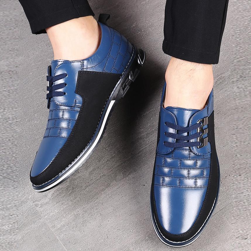 Men's Genuine Leather Stitching Lace Up Shoes