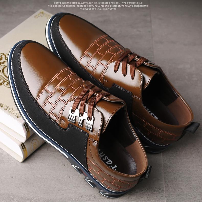 Men's Genuine Leather Stitching Lace Up Shoes