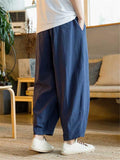 Casual Baggy Cotton&Linen Elastic Waist Pants