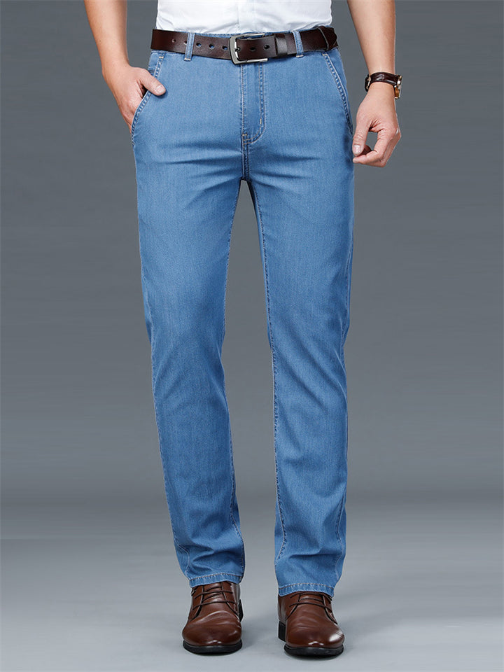 Thin Silky Casual High Waist Summer Men's Jeans