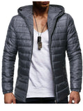 Men's Casual Solid Color Hooded Collar Zipper Warm Coats