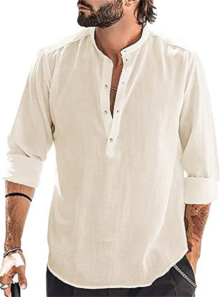 Men's Beach Shirts with Stand Collar