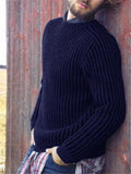 Men's Solid Color Casual Long Sleeve Sweater