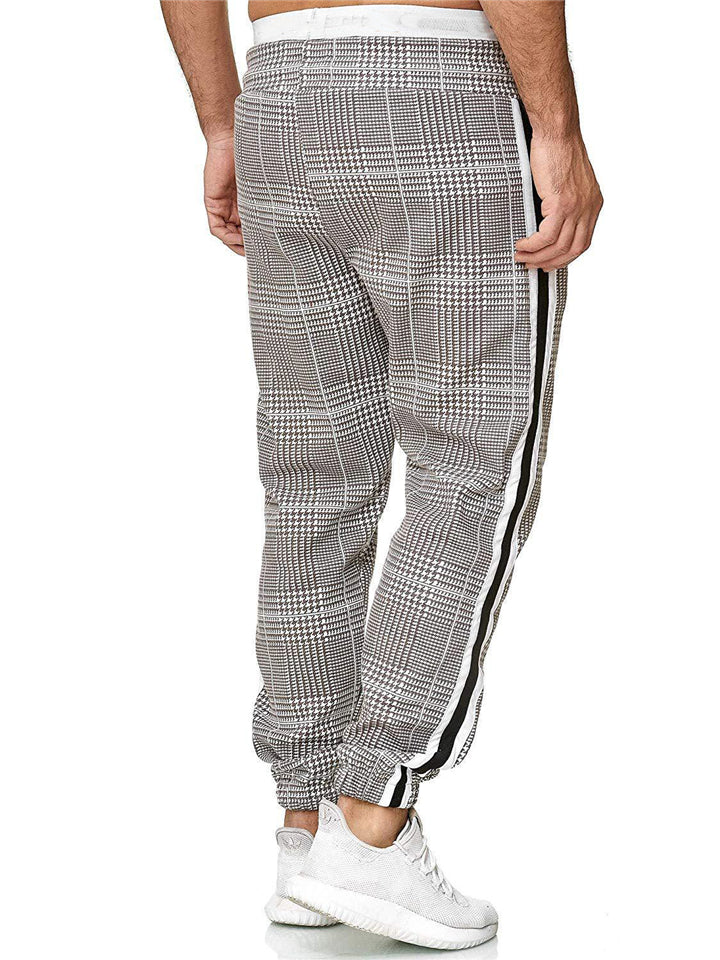 Men's Casual Plaid Drawstring Sweatpants Track Pants