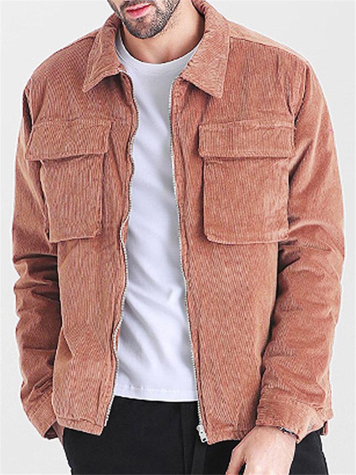 Mens Vintage Corduroy Casual Coat With Pockets